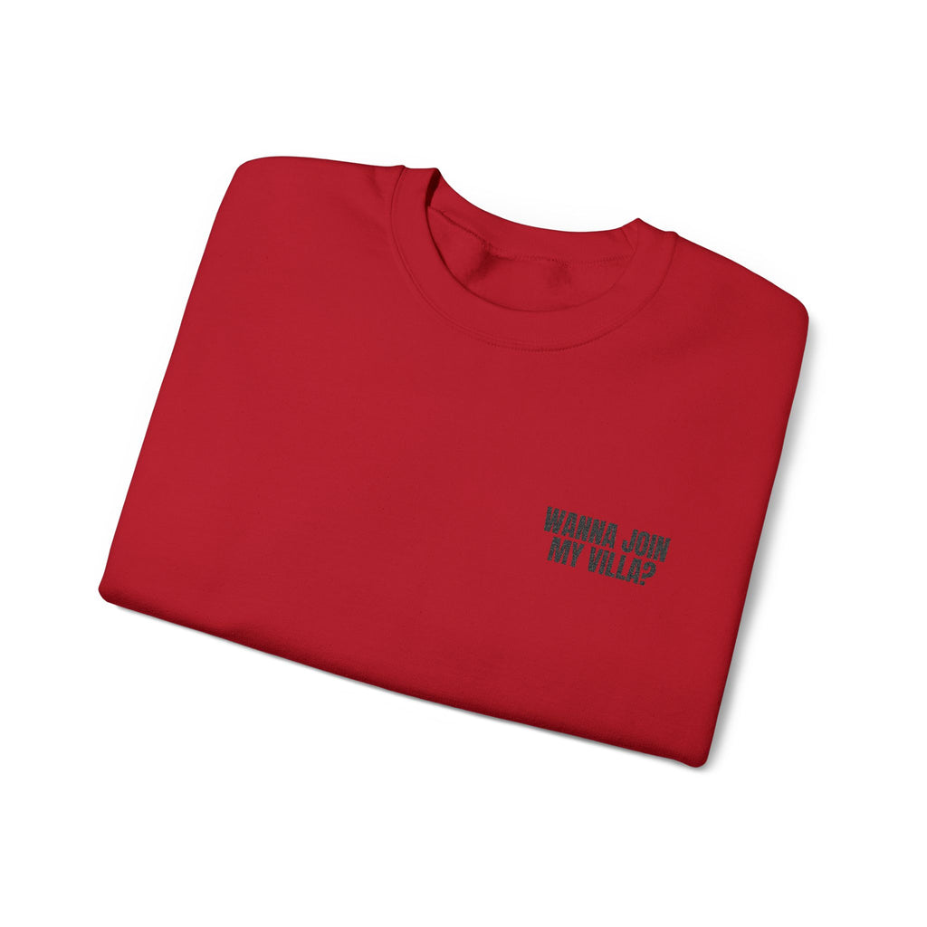 Embroidery Crew Neck: Wanna Join My Villa?
