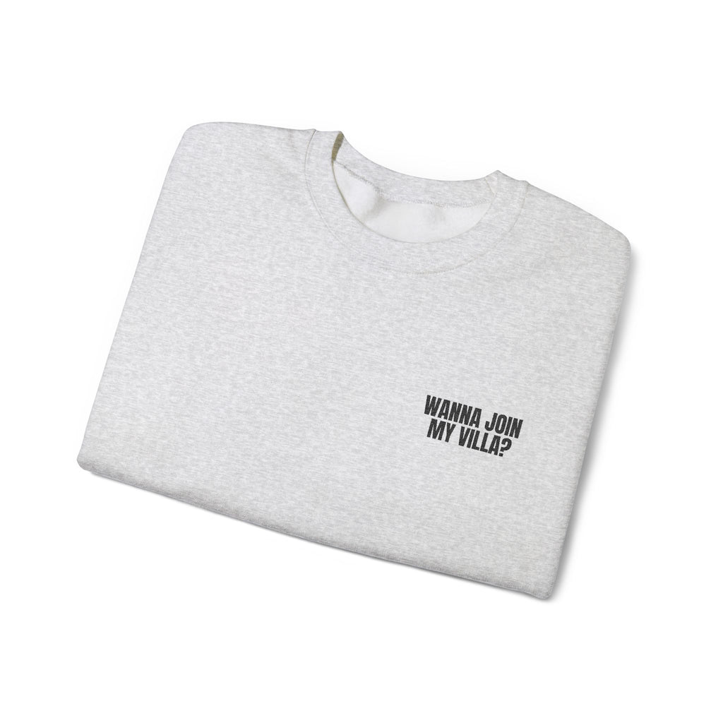 Embroidery Crew Neck: Wanna Join My Villa?