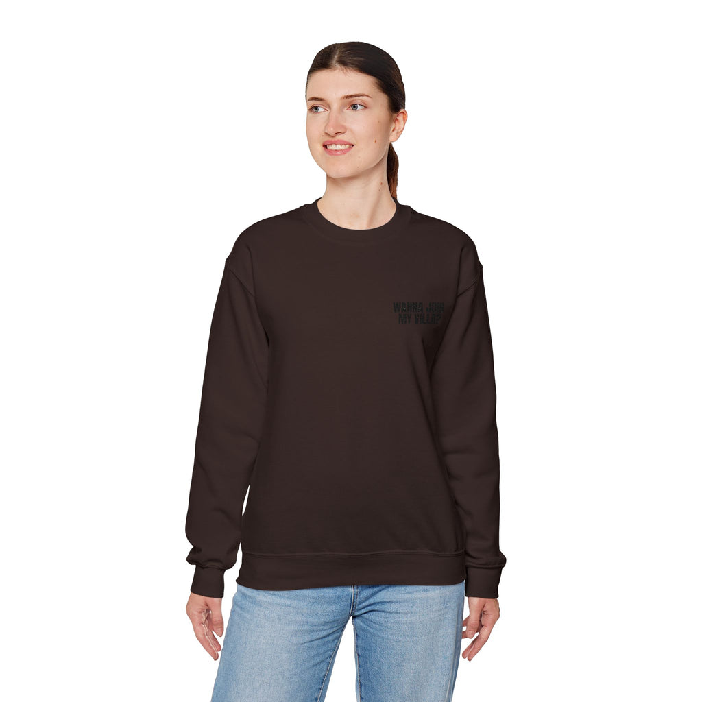 Embroidery Crew Neck: Wanna Join My Villa?