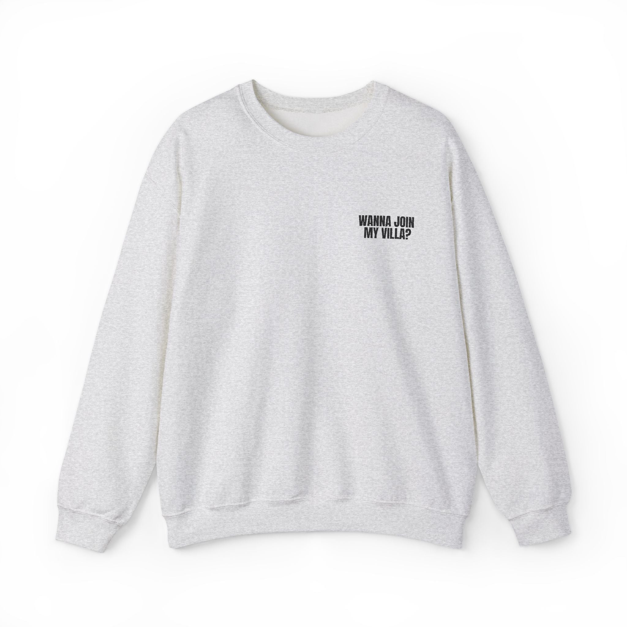 Embroidery Crew Neck: Wanna Join My Villa?