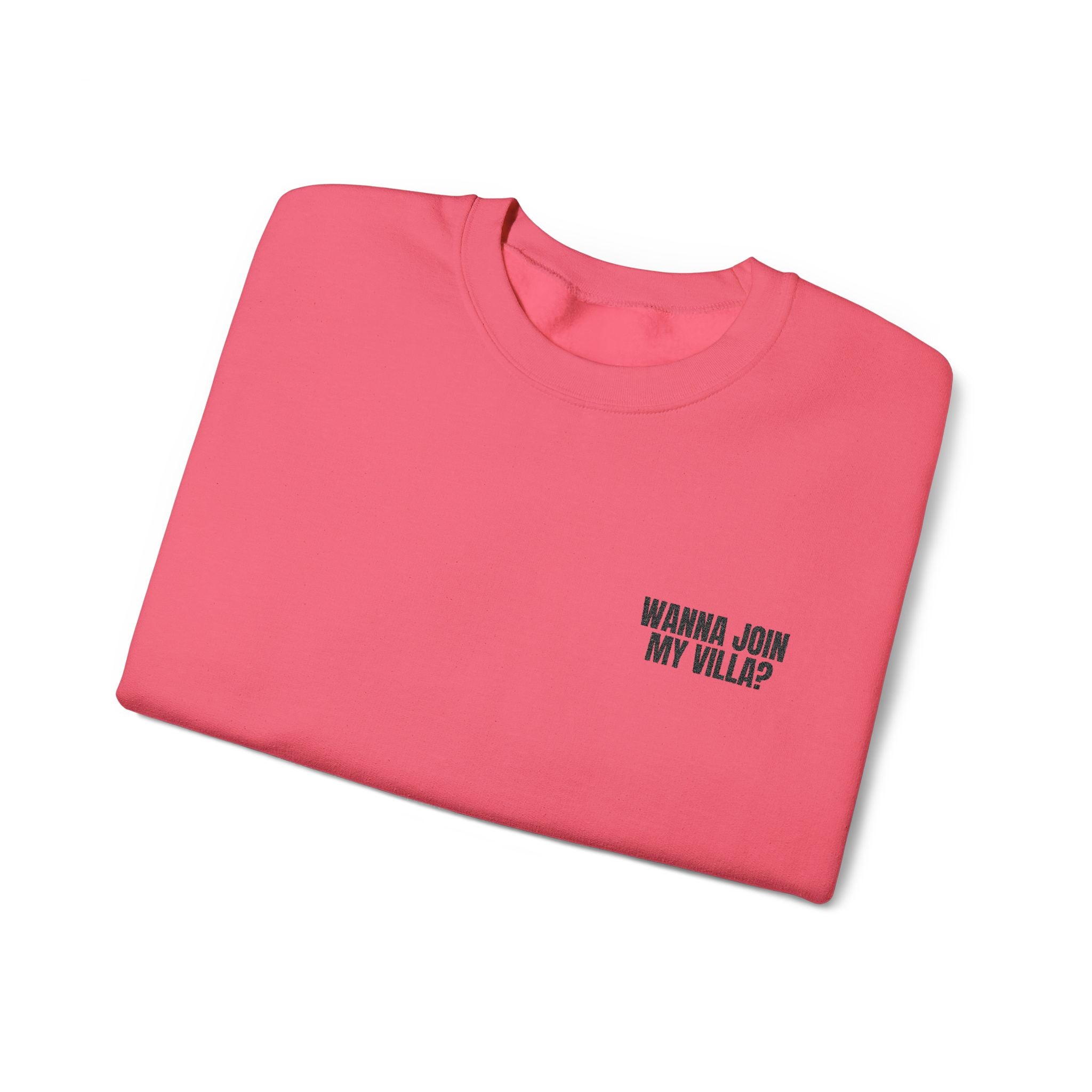 Embroidery Crew Neck: Wanna Join My Villa?