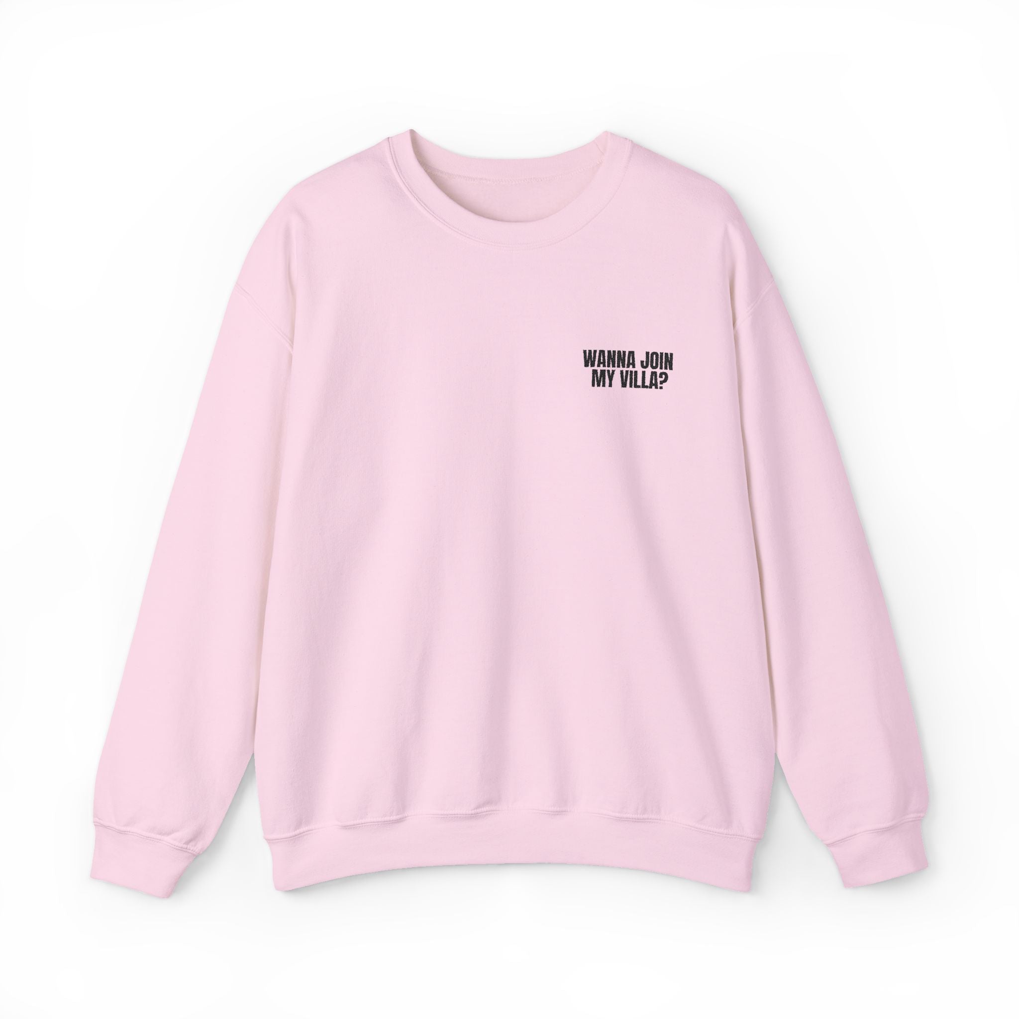 Embroidery Crew Neck: Wanna Join My Villa?
