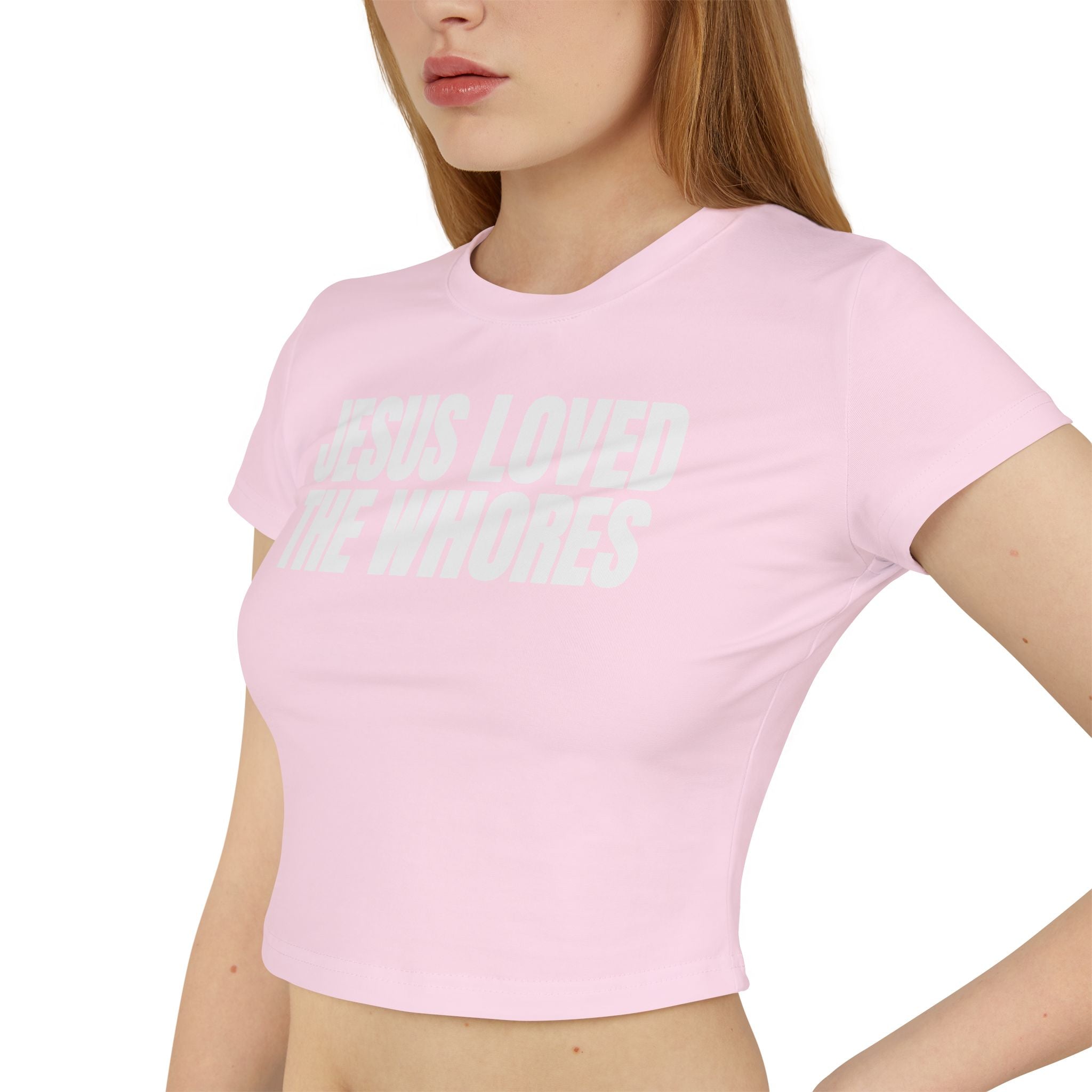 Crop Tee 100% Organic Cotton: Jesus Loved The Whores (WF)